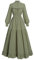 Fiamll Mittelalter Kleid Damen Viktorianisches Kleid Vintage Langarm Kleider A-Linie Stehkragen Gothic Kleid Freizeitkleider Ballkleid Cocktailkleid Grün L