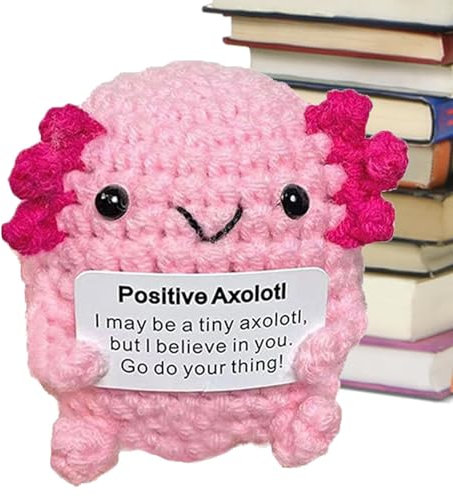 Humdcdy Positiver Axolotl häkeln, emotionale Unterstützung Axolotl, Gehäkeltes Plüschtier zur emotionalen Unterstützung, Kreatives einzigartiges Axolotl-Häkelspielzeug für Frauen, Freunde, Erwachsene
