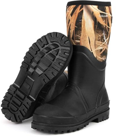 GUGULUZA Jagd Gummistiefel Wasserdicht Jagdstiefel mit 6mm Neopren für Herren Isolierte Regenstiefel für Outdoor, Camo, 8 Wide Women/7 Wide Men