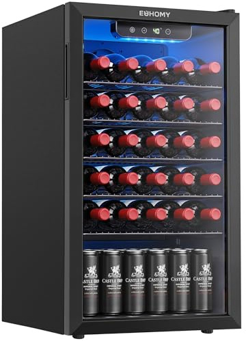 EUHOMY Réfrigérateur de boissons pour réfrigérateur, mini réfrigérateur pour 125 canettes avec porte en verre pour refroidisseur de soda ou vin, refroidisseur de boissons pour la maison, le bureau, le