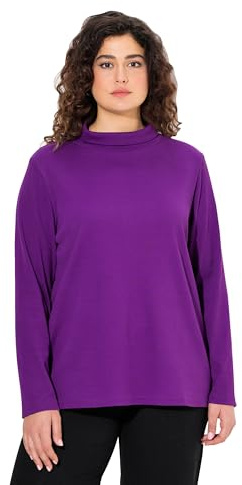 Ulla Popken Damen große Größen Übergrößen Plus Size Shirt, Rollkragen, Classic, Langarm Dunkles violett 50+ 831786835-50+