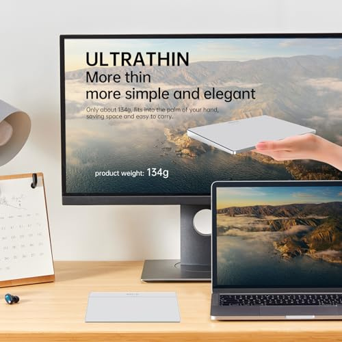 HUIOP Trackpad, T02 kabelgebundenes und kabelloses Touchpad, 2,4 G & BT & USB, ultradünn, gehärtetes Glas, Oberflächendesign, tragbares Trackpad, Multi-Touch-Navigation für Desktop-Computer, Laptop