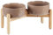 Havniva Ceramic 7.3inch Raised Double Bowls Set with Wooden Stand, Food & Water Bowls for Medium Breed Dogs, Weighted Dog Dishes, Pet Feeder(Brown Coffee)