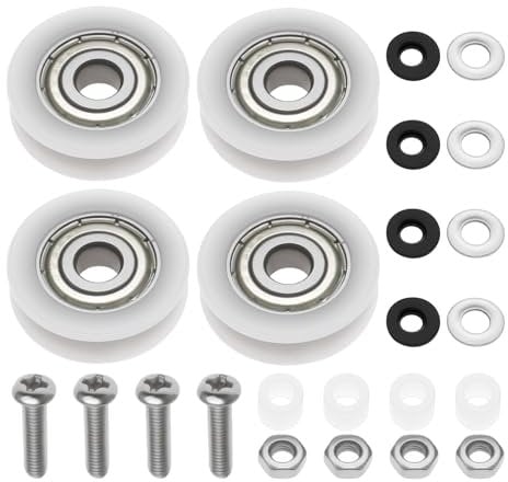 ECSiNG Lot de 4 Roues de Porte Coulissante de Serre 21 Mm Kit de Remplacement en Nylon avec Boulons Et écrous Rouleaux de Porte de Douche Remplacement de Rouleau en Verre
