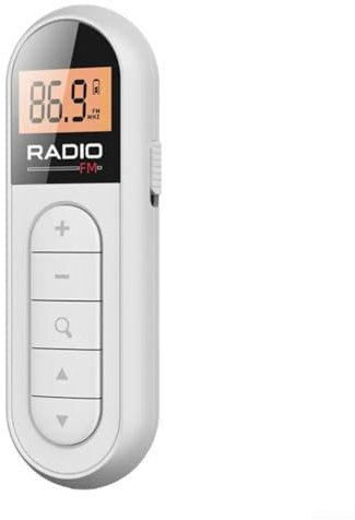 Hasaller Radio Back Clip Radio Portable Digital Radio Mini Rechargeable Radio Portable DAB Radio Pocket Size FM Radio Low Distortion Lcd Display Radio for Camping Jogging (White)