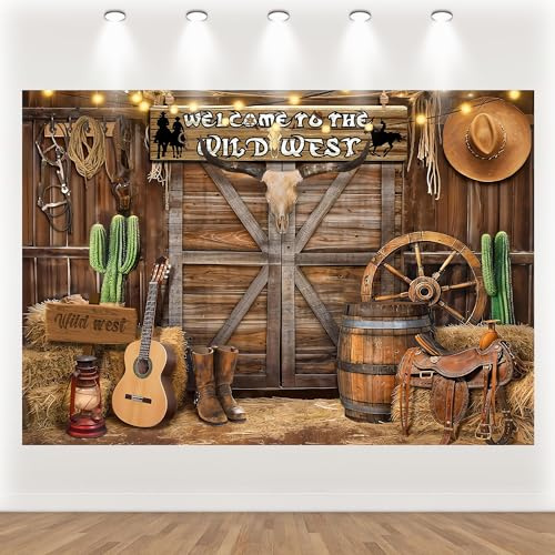 Western-Party-Dekorationen, Cowboy-Hintergrund, 210 x 150 cm, Wilder Westen, Dekoration, Holzhaus, Scheune, Banner, Hintergrund für Kindergeburtstag, letzte Rodeo-Henne-Dekoration