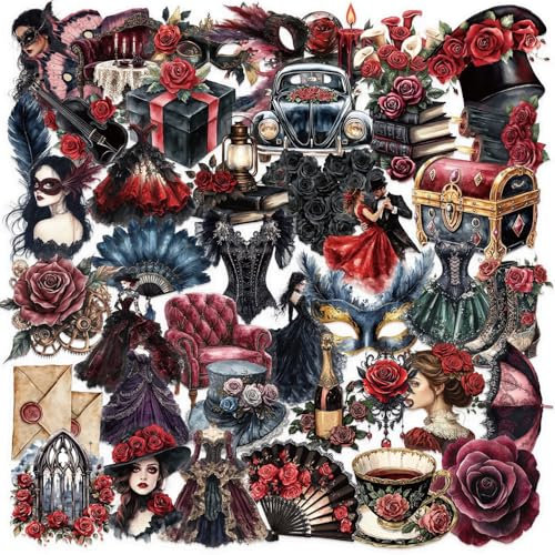 Transparente Maske Tanzparty Aufkleber 50 Stück Vinyl Funny Dance Sticker für Laptop Skateboard Scrapbook Motorrad Fahrrad Gepäck,Wasserdichte Trendy Aesthetic Sticker für Erwachsene Jugendliche