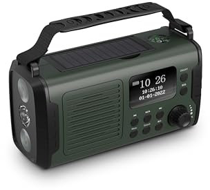 Kurbelradio DAB FM 20000mAh, Notfallradio DAB Plus Kurbel Solar, Solar Radio Notfall mit Bluetooth & Wecker, Emergency Radio mit Handy Ladegerät & Taschenlampe, SOS Kompass Survival Radio (Grüner)