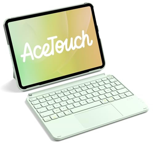 Inateck Coque Clavier iPad Ultra-léger & Aimanté Détachable, Pavé Tactile - A16 11 2025, 10e 10.9 2022, 2026 Air 11 M4/M3/M2, Pro 11 4e-1re - AZERTY Verts AceTouch