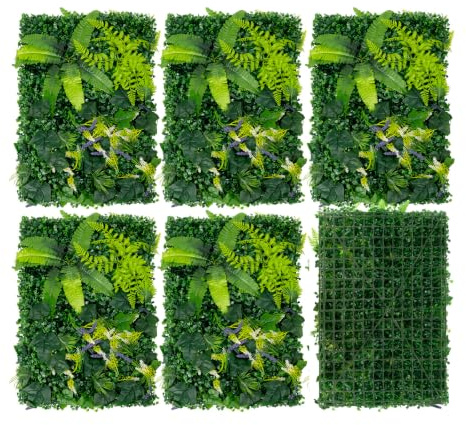 Levkitch 6 Stück Künstliche Pflanzenwand,40X60cm Wandgarten | Künstliches Gras Kulisse Wand Pflanzen Rasen Wand Buchsbaumplatten Buchsbaumhecke Wandpaneele Dekoration