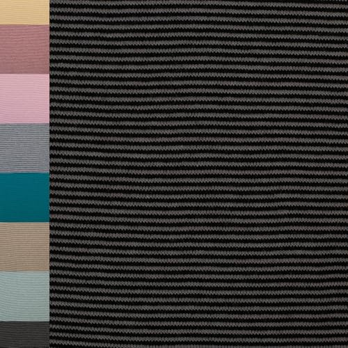 MAGAM-Stoffe Anni Ringel Bündchenstoff Feinstrick Oeko-Tex Meterware 50cm (1mm schwarz grau)
