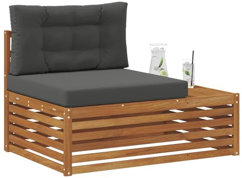 vidaXL Outdoor Endsofa Natur 115 x 83 x 73 cm Massivholz Akazie, Balkonmöbel, modernes Gartenmöbel, elegant im Freien, wetterfest, leicht zu reinigen, Flexibles Design