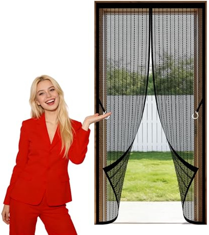 Magnetic Fly Screen Door 73 x 278 cm Hands Free Closing Insect Mesh Keeps Flies Mosquitoes Out for Living Room, Bedroom, Patio, Black