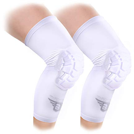 Bucwild Sports Knee Pads/Padded Compression Pro Knee Sleeves (1 Pair) Youth & Adult Sizes - Basketball Wrestling Volleyball Black White Red Blue