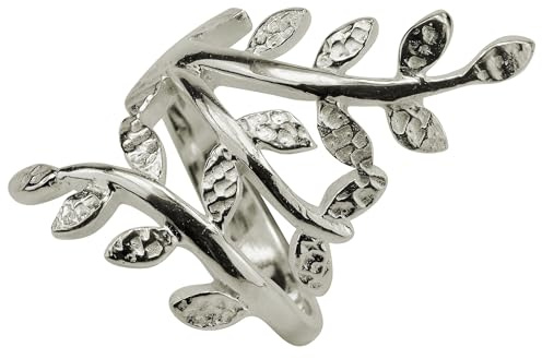 SILBERMOOS Damen Ring Motivring Blatt Zweig filigran 925 Sterling Silber