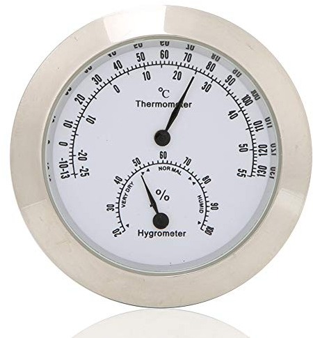 Bnineteenteam Rundes Thermometer Hygrometer Feuchtetemperaturmessgerät für Violine Gitarrenkoffer Instrumentenpflege(Silber) Hygrometer Violine Musikinstrumentenzubehör