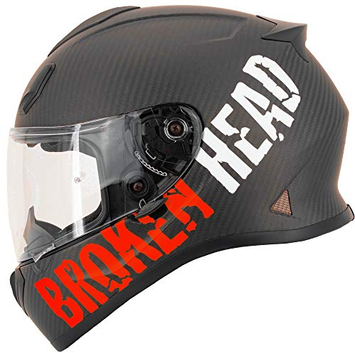 Broken Head BeProud Carbon Ltd. - Leichter Racing Motorradhelm & Integralhelm - Matt-Schwarz & Rot - L (59-60 cm)