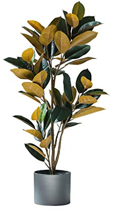 Teri Kunstbaum Nordic Indien Gummibaum Großer Künstliche Baum Ast Gefälschte Leafs Topfgrünpflanzen Bonsai for Hausgarten-Dekor Kunstpflanze (Größe : 126cm)