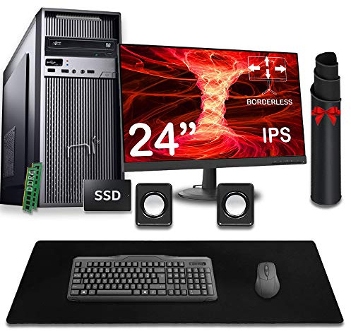 NONSOLOINFORMATICA Computer fisso completo con altoparlanti, monitor, mouse, tastiera, quad-core 16gb ram ddr4 ssd 240gb windows 10 pro con licenza. Tappetino 900x400x4 in omaggio.