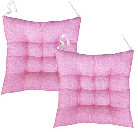 FANSU Coussins de Chaises Carrés Lot de 2, Coussin de Chaise avec Attache - Galette de Chaise Epais Tatami Coussins de Chaise pour Intérieur Extérieur Jardin Patio (Rose,50x50x8cm)
