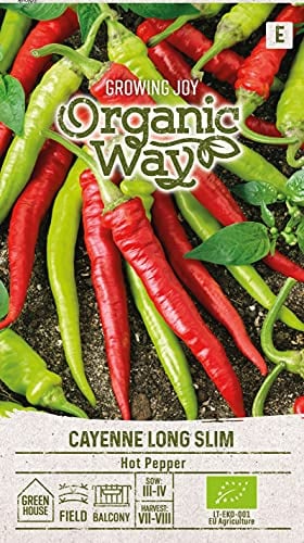 Organic Way | Semillas de PIMIENTO LARGO DELGADO DE CAYENA | Semillas de Hortalizas | semillas de pimiento | semillas de jardín | Variedad Temprana Picante | 1 paquete