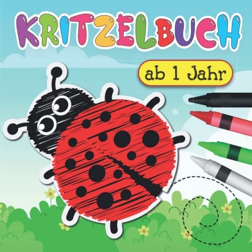 Kritzelbuch ab 1 Jahr: Erstes Malbuch mit 54 einfachen Bildern Schöne Motive zum Kritzeln und Ausmalen für Mädchen und Jungen, Geschenkidee für kreative Kinder.