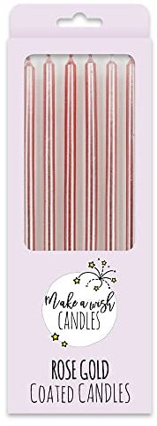 Make A Wish Tall Metallic Rose Gold Candles x 6