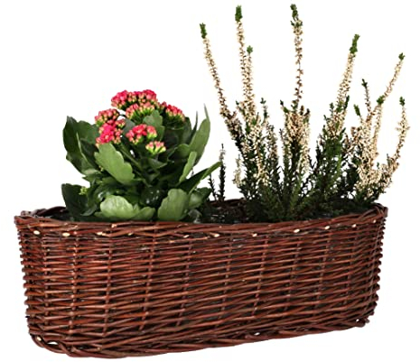 KOTARBAU® Vaso in vimini intrecciato, ovale, per fiori, piante, cesto naturale, 40 cm, vimini