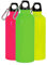 BSSTORE Borraccia Colori Fluo con Tappo in Plastica e Moschettone (500ml) in Alluminio - Per Escursioni, Sport, Campeggio, Bicicletta, Fitness, Yoga, Scuola, Palestra. (Verde Mela)