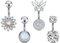 Incaton Bauchnabelpiercing 6mm Schmetterling Nabelpiercing Ring Banane Piercing mit Kristall Kugeln Piercing Schmuck Set 14 Gauge