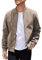 COOFANDY Herren Casual Varsity Jacke Vintage Leichte Wildleder Bomberjacken, Khaki, L