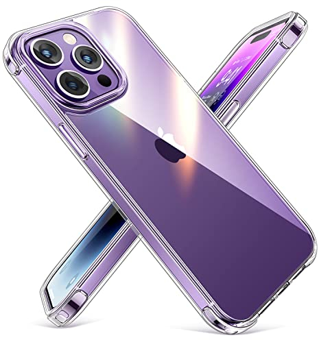 CANSHN Clear für iPhone 14 Pro Hülle [Militärischer Schutz] [Nicht Vergilbend] Durchsichtig Stoßfeste Schutzhülle Hard PC Back & Weich Silikon Bumper Case Handyhülle für iPhone 14 Pro 6,1-Transparent