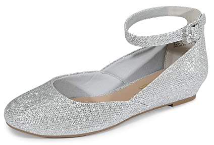 DREAM PAIRS Scarpe Basse da Balletto morbide e Confortevoli con Punta a Punta da Donna,Size 42,Argento Glitter,REVONA-E