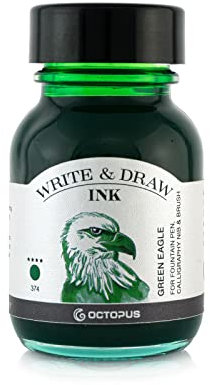 Octopus Write and Draw Ink 374 Green Eagle, wasserfeste Tinte zum Schreiben und Zeichnen, Kalligraphietinte, lichtechte Zeichentusche für Füllhalter, grün, 50 ml