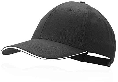 BLUECHOLON Baseballmütze Padel Golfmütze, 6 Paneele aus 100% Baumwolle, gekämmt, verstellbarer Verschluss, Mütze für Herren, Caps für Damen, Unisex, Schwarz , 58 cm
