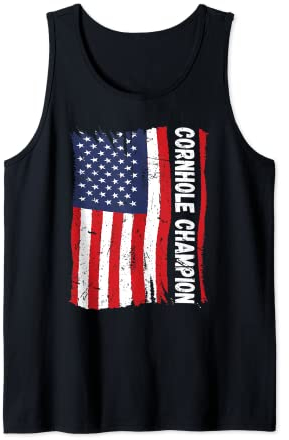 Cornhole Trophy Champion Lustige Sitzsack Cornhole Player Flagge Tank Top