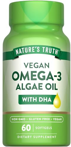 Nature's Truth Vegan Omega 3 Softgels | 60 Count | Algae Oil Formula with DHA | Non-GMO & Gluten Free Supplement