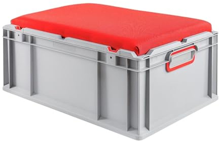 PROREGAL Eurobox NextGen Seat Box Rot | HxBxT 26,5x40x60cm | 44 Liter | Griffe geschlossen | Eurobehälter, Sitzbox, Transportbox, Transportbehälter, Stapelbehälter