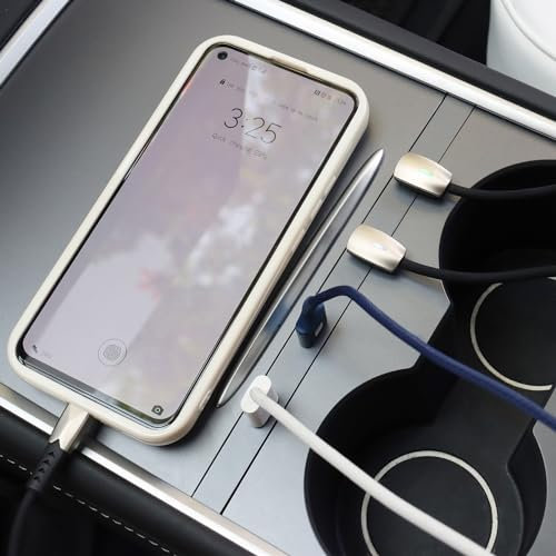 Vugosson USB Hub for Tesla Model Y 2021-2024 Model 3 2021-2023 Center Console, Support USB-C Fast Charging, Docking Station Accessories for Tesla Model 3/Y, Silver Gray