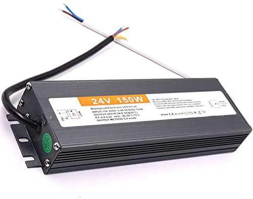 LED Trafo 24V 150W, AC170-250V zu DC24V LED Netzteil Schaltnetzteil, Industrielle Spannungsregulierung am Ausgang Konverter, IP67 Wasserdicht Netzteiladapter Transformator für LED Streifen Beleuchtung