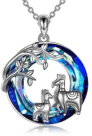 YAFEINI Lama Regalos 925 Plata de Ley Collar Llama Cristal Colgante de Alpaca Joyería para Mujeres Niñas Regalos, Plata esterlina, no conocido