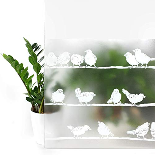 Fensterfolie statisch 45x150 cm | Sichtschutzfolie Fenster Milchglasfolie statisch haftend | Folie Fenster für Bad und Büro - Tageslicht genießen, Sichtschutz erhalten | Spatzen