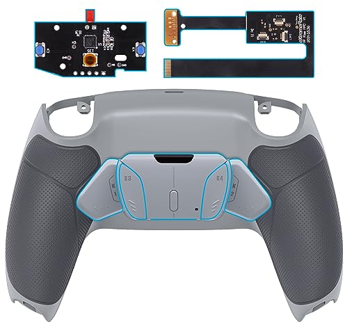 eXtremeRate RISE4 Remap Kit Programmable pour ps5 Manette BDM-010&020, Coque Arrière Redessinée avec 4 Palette pour ps5 Controller, Carte améliorée, Gris Pâle