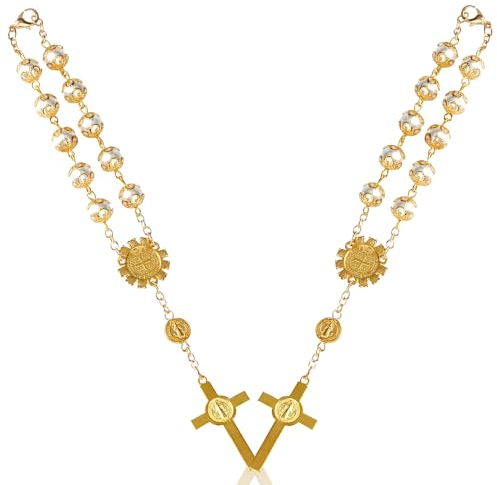 Vanyibro Rosenkranz-Dekoration für Auto-Innenspiegel, 2 Stück, mit Perlen, Rosenkranz-Anhänger