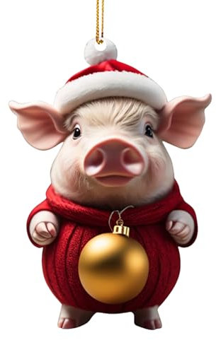 Hitrod 1 Stück Weihnachtsbaum Schwein Anhänger 2D Acryl Weihnachtsschwein Hängende Deko Niedlicher Weihnachten Schwein Deko Weihnachtsanhänger Deko Christbaumschmuck Weihnachtsbaumschmuck