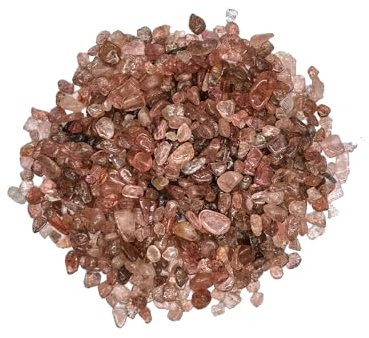 VMDEKK Strawberry Quartz Chips Stones,Fish Tank Gravel and Healing Crystals Bulk,Decorative Stones,Tumbled Stone Coloured Stones for Gardens Plants,Crafts,Vases Filler, Aquarium Gravel 100g.