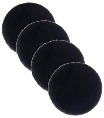 Astra Hochwertiger Kunstfell Teppich flauschig - Teppich Wohnzimmer - Hochflorteppich Lammfell Schaffell Accessoire - Dekofell 4er Set schwarz Rund Ø 35 cm
