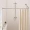 Crkmire Asta per tenda da doccia angolare, nichel spazzolato [61-94 cm] x [61-94 cm] asta regolabile a forma di L per tenda da doccia senza cedimenti a 90 gradi asta per tenda da bagno con 12 ganci ad
