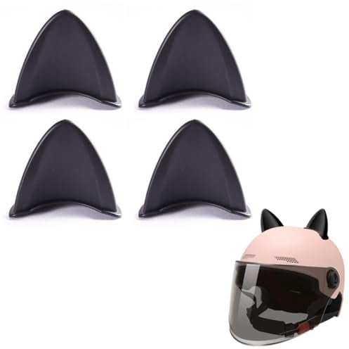 UENXRXE 4 Stück Katzenohren für Motorradhelm, Dekorative Niedliche Helmzubehör Ohren (Rosa) (Schwarz)