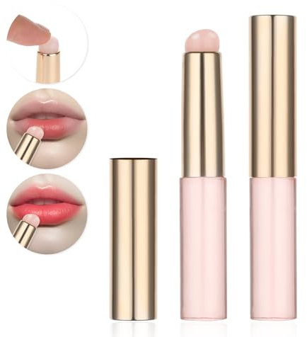 2 Pcs Silicone Lip and Concealer Makeup Brushes, Portable Lip Brushes Round Lip Applicator Reusable Head Lip Brushes with Cover for Lipstick Lip Gloss Lip Mask Eyeshadow Manicure Concealer